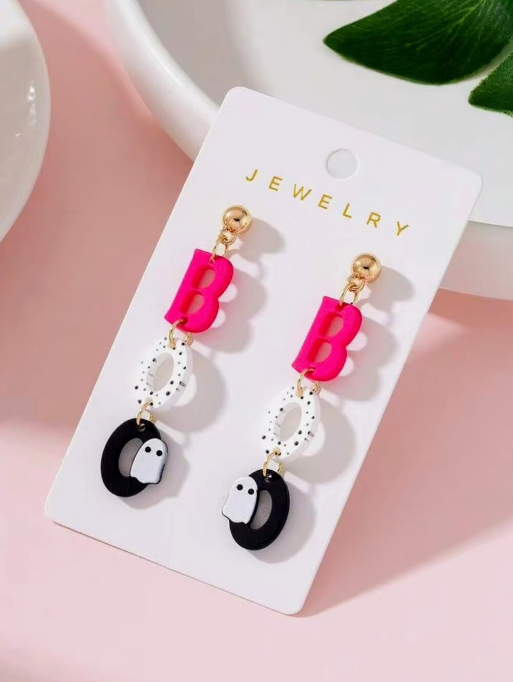 Pink Ghost Drop Earrings by